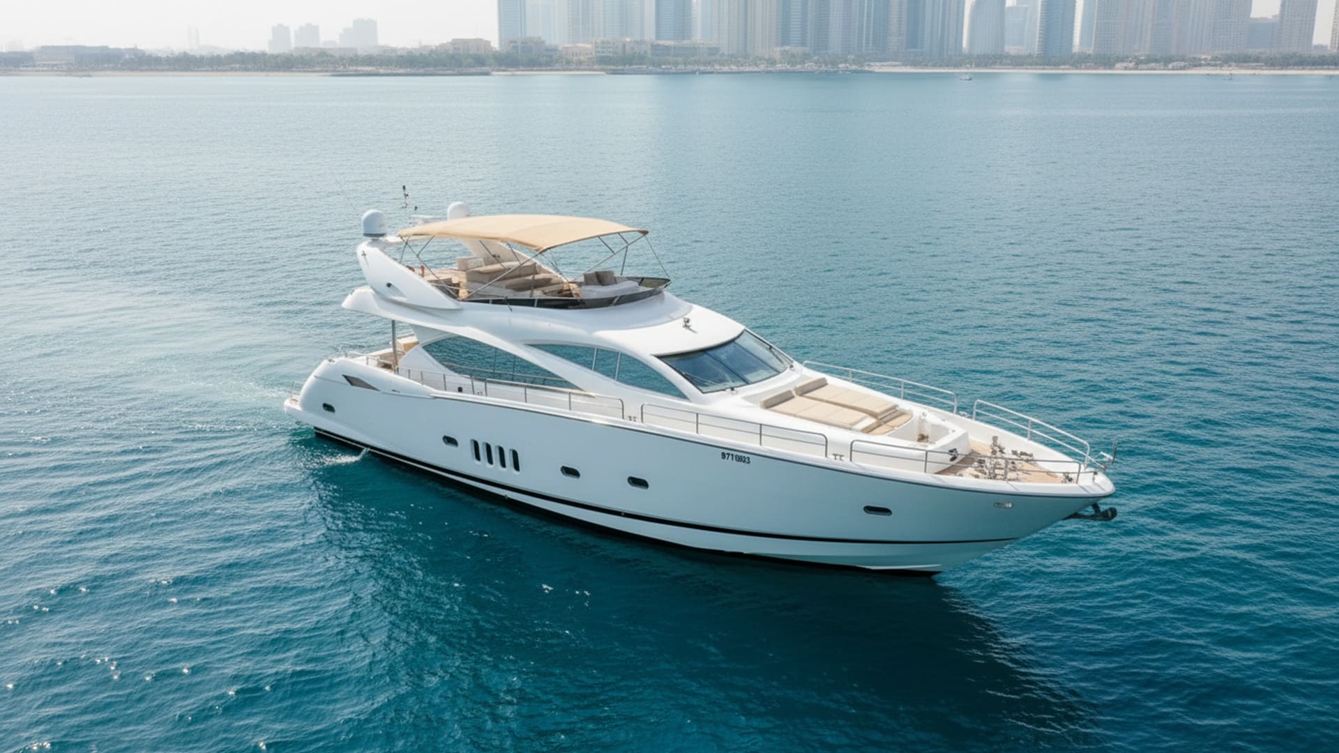 Aerial view of Sunrise Dream 82 ft yacht, Dubai
