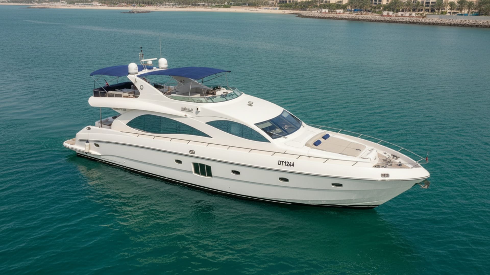 Vision Crown 88 ft aerial view, premium yacht Dubai