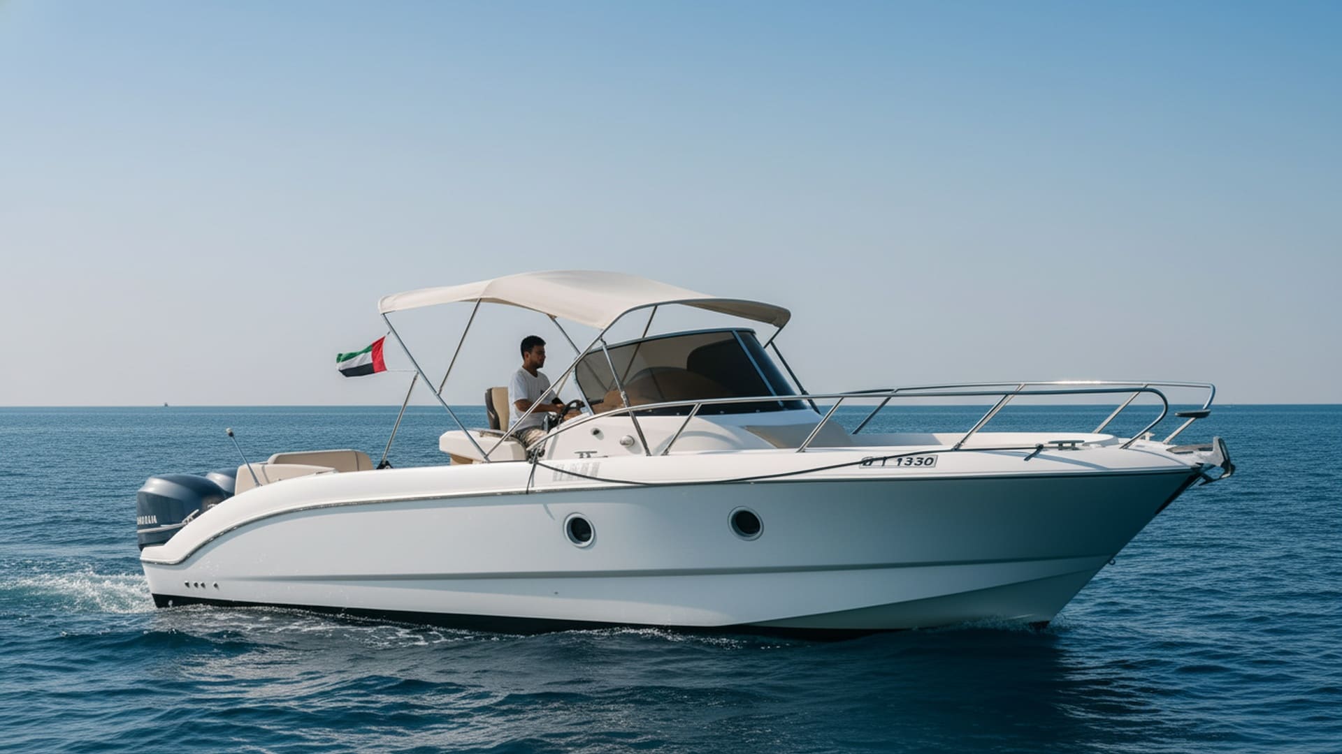 Majestic Wave 30 ft yacht exterior cruising Dubai waters