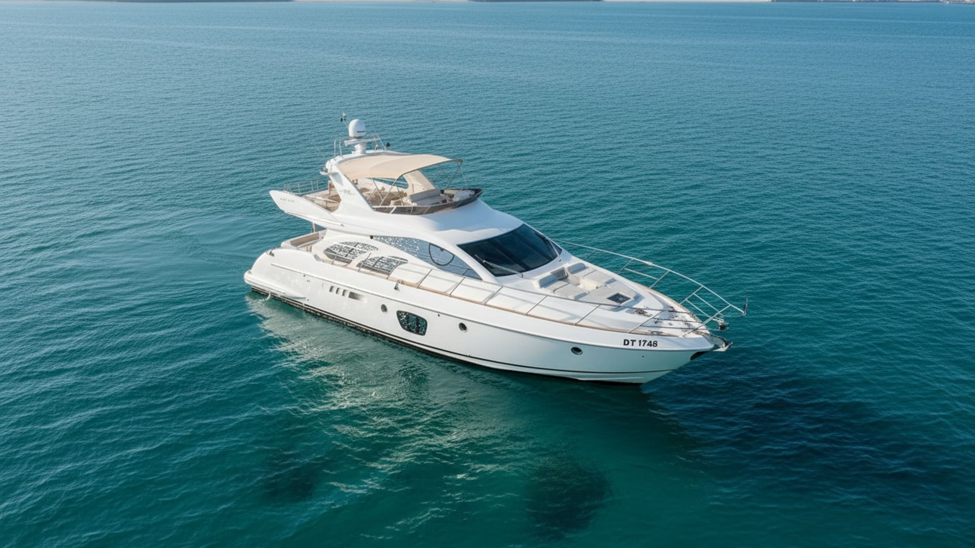 Azure Explorer 55 ft aerial view Dubai Marina rental